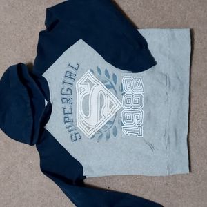 Supergirl no zip pullover hoodie, junior 11/13